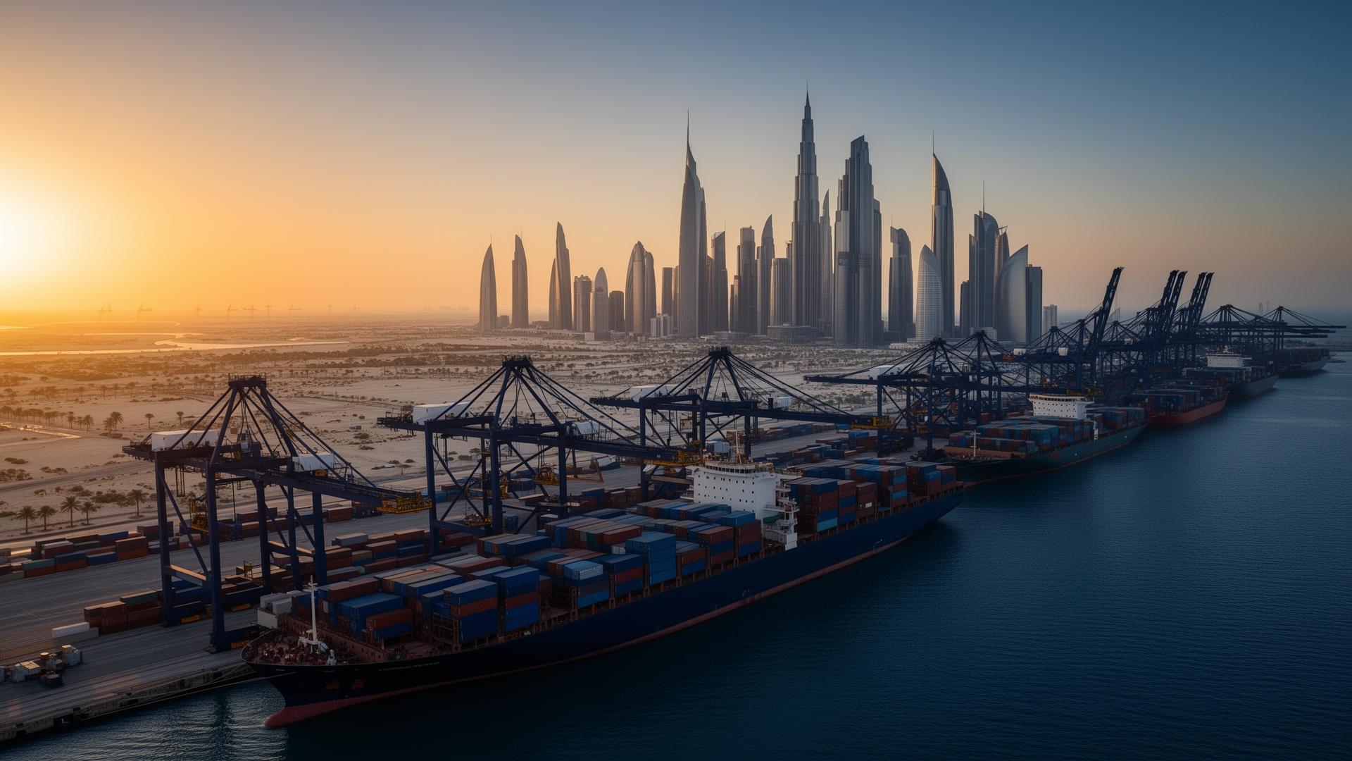 Abu Dhabi port at sunset